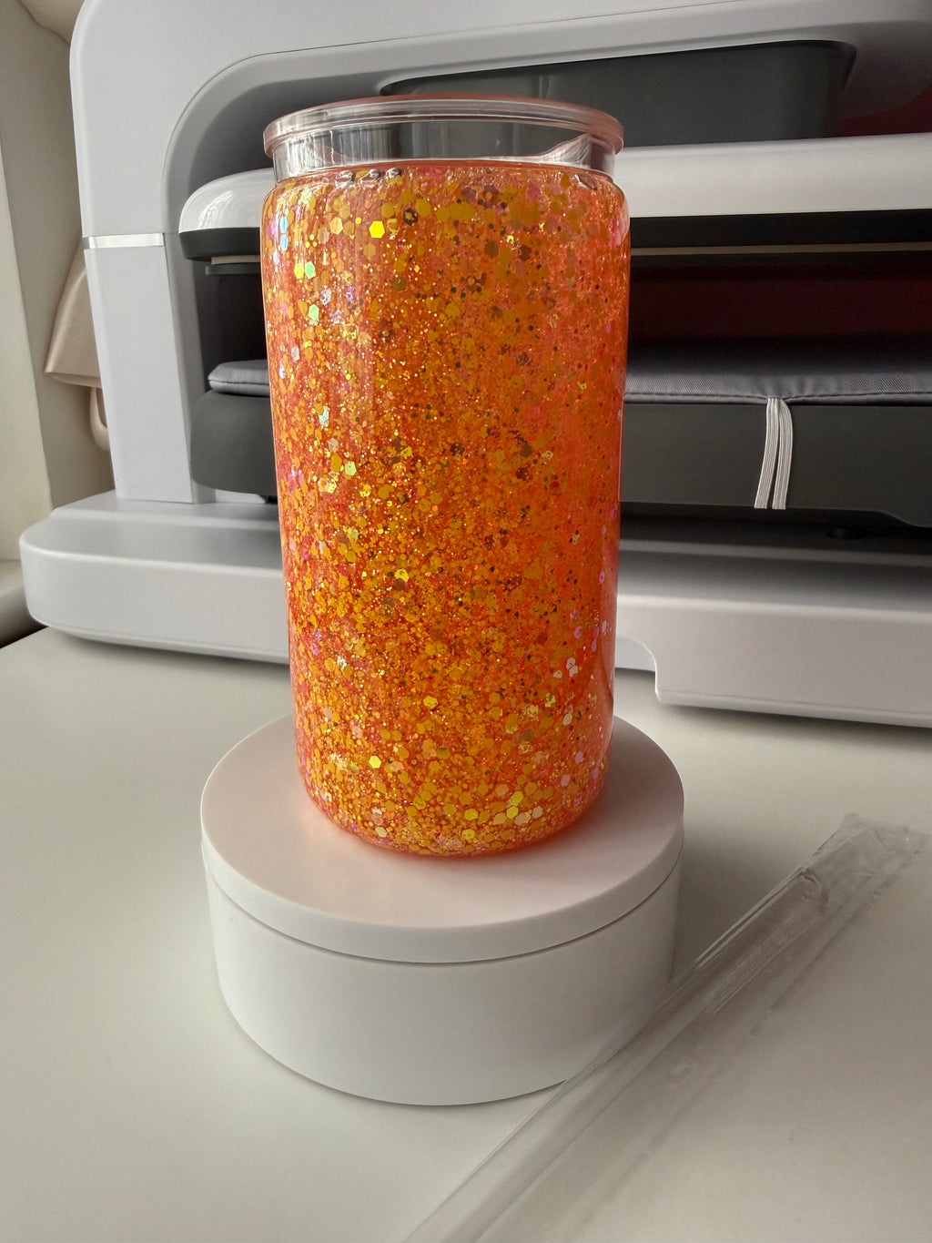 Orange & Gold Glitter Snowglobe