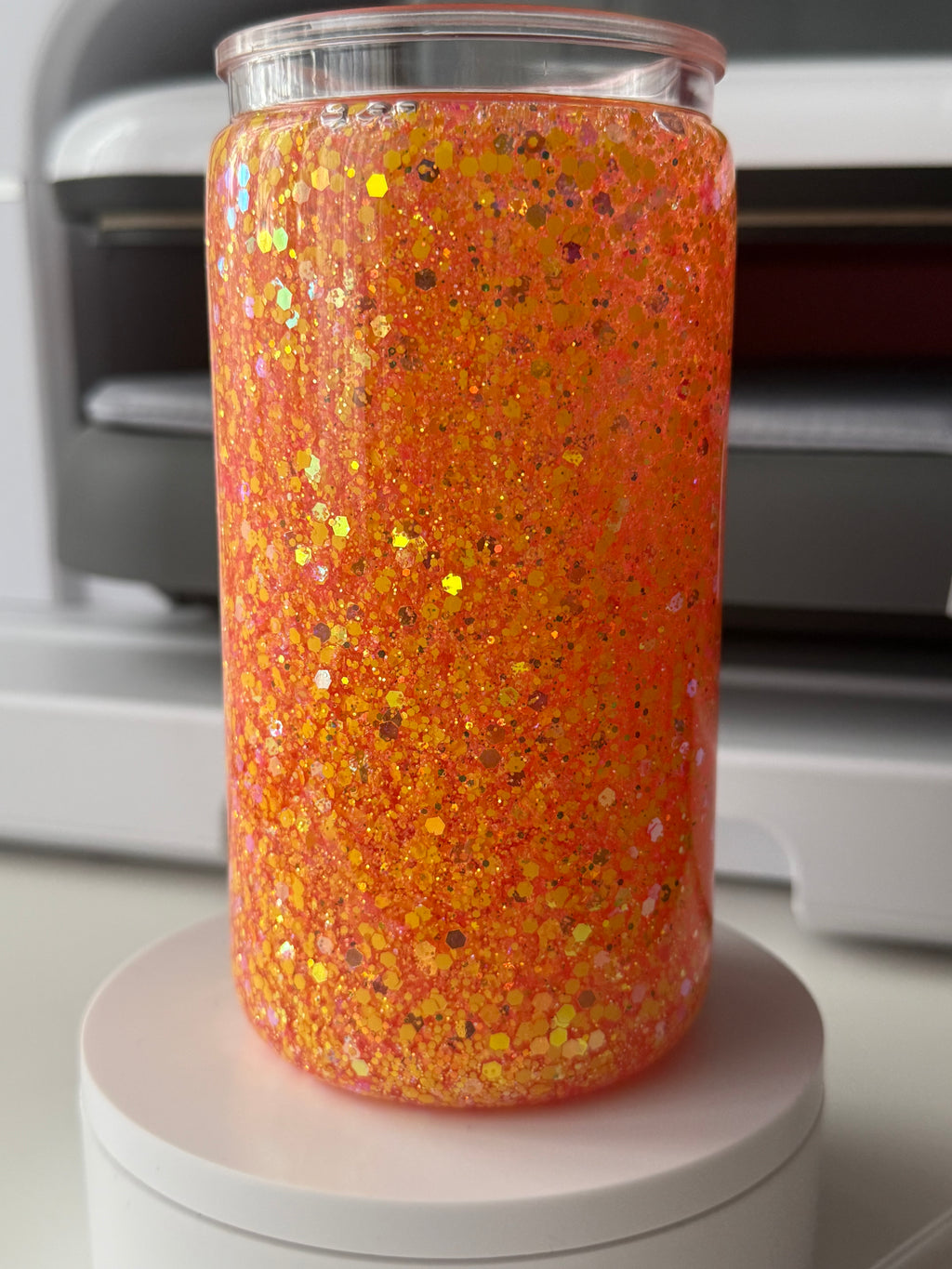Orange & Gold Glitter Snowglobe