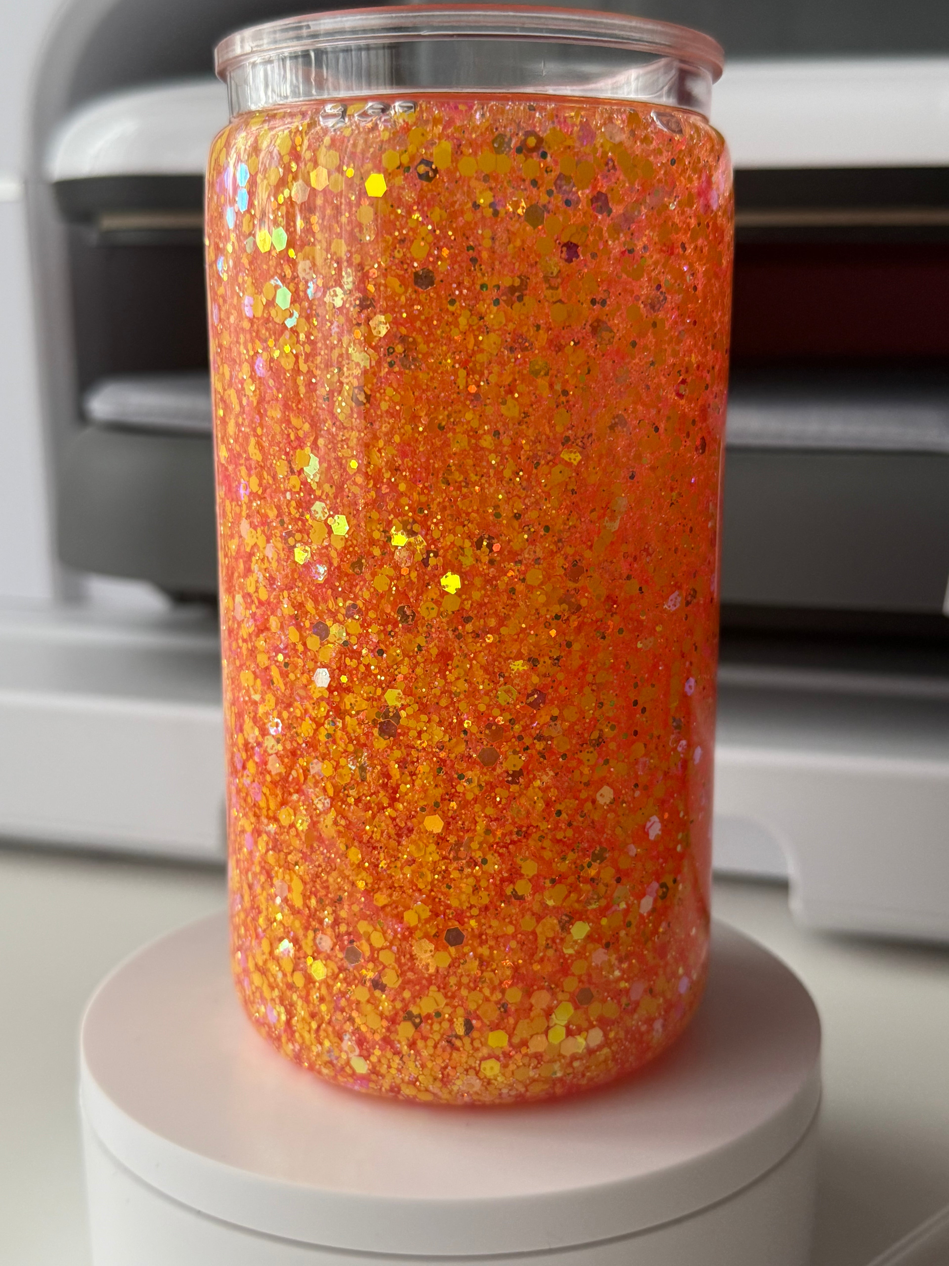 Orange & Gold Glitter Snowglobe