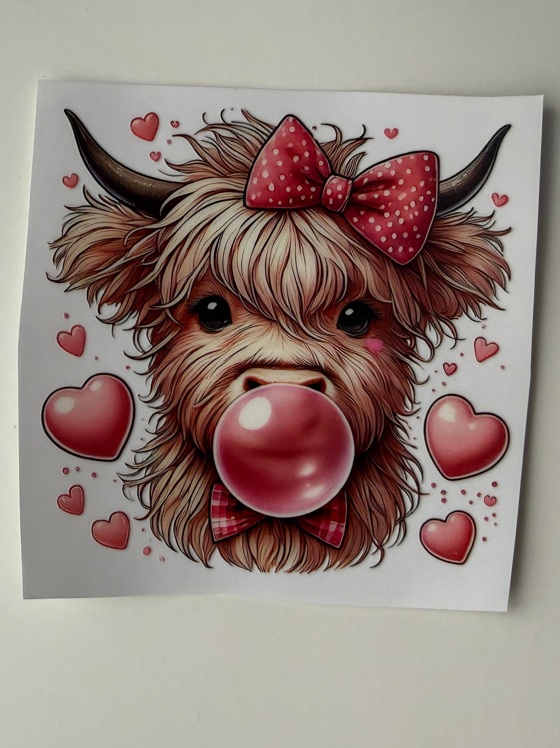 Highland Cow Bow & Bubble Decal