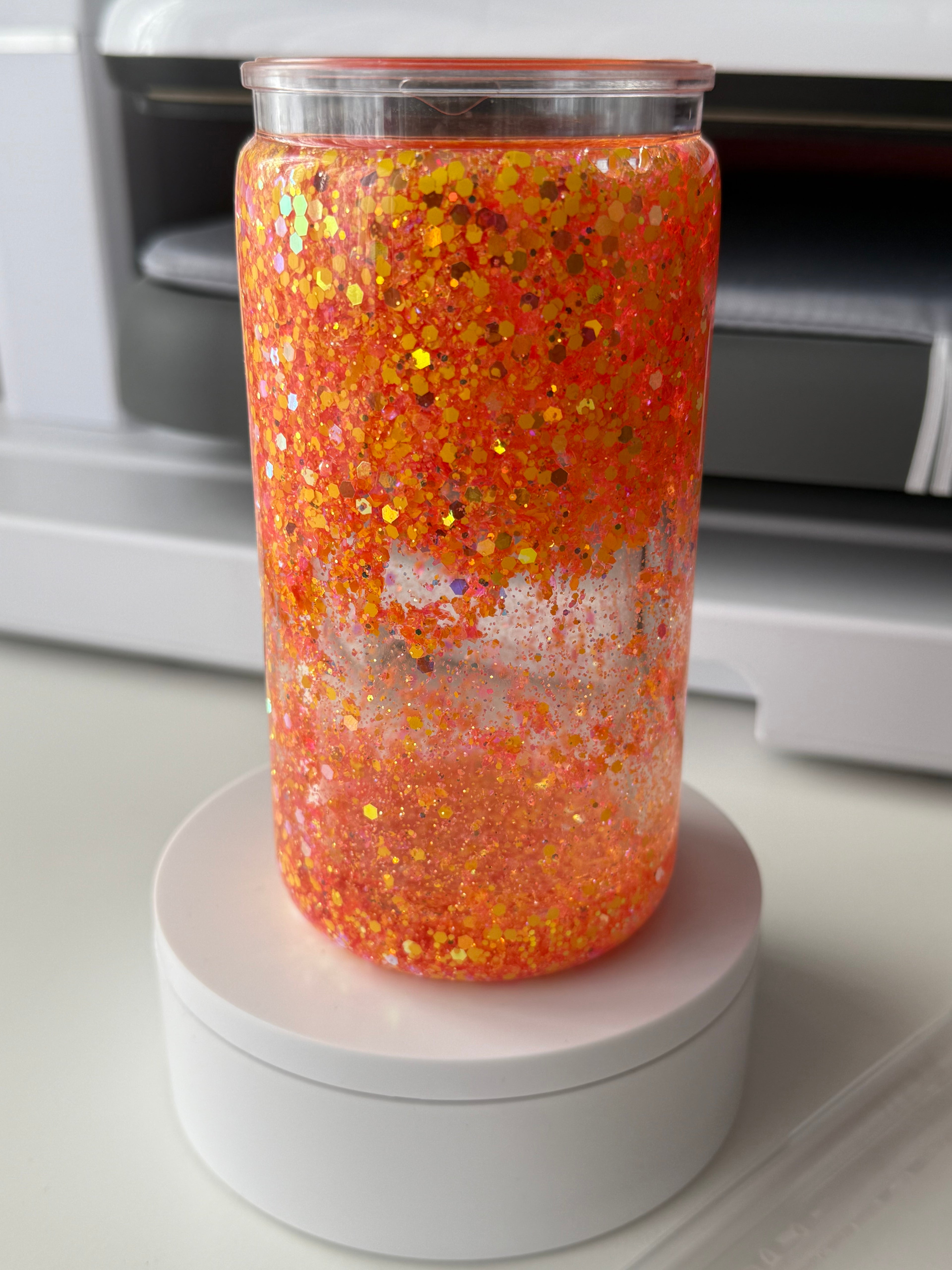 Orange & Gold Glitter Snowglobe